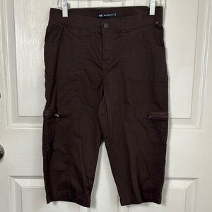 Lee Relaxed Fit Brown Cotton Y2K  cargo capri shorts size 4 Medium lot of pocket